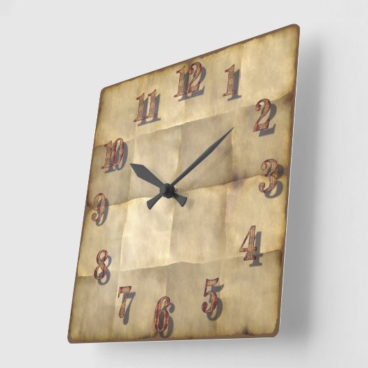 Parchment Paper Clock Quadratische Wanduhr (Winkel)
