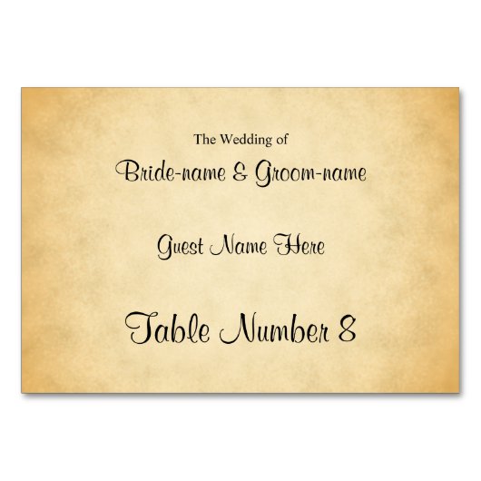 Parchment Pattern Design Hochzeit Platzkarten Tischnummer (Vorderseite)
