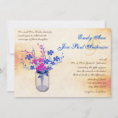 Parchment Pink und Navy Wild Blume Mason Jar Einladung (Vorderseite)