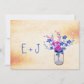 Parchment Pink und Navy Wild Blume Mason Jar Einladung (Rückseite)