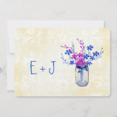 Parchment Pink und Navy Wild Blume Mason Jar Einladung (Rückseite)