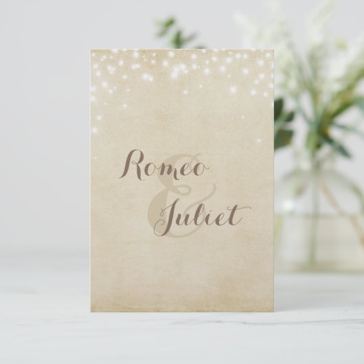 Parchment Sparkle Dusche Einladung (Stehend Vorderseite)