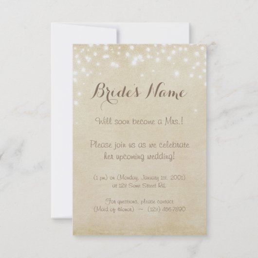 Parchment Sparkle Dusche Einladung (Rückseite)