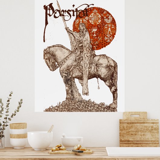 PARCIFAL AUF ANFRAGE VON HOLY GRAIL Schwarz-weiß R Poster (Küche)