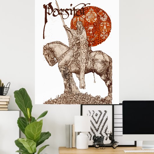 PARCIFAL AUF ANFRAGE VON HOLY GRAIL Schwarz-weiß R Poster (Heimbüro)