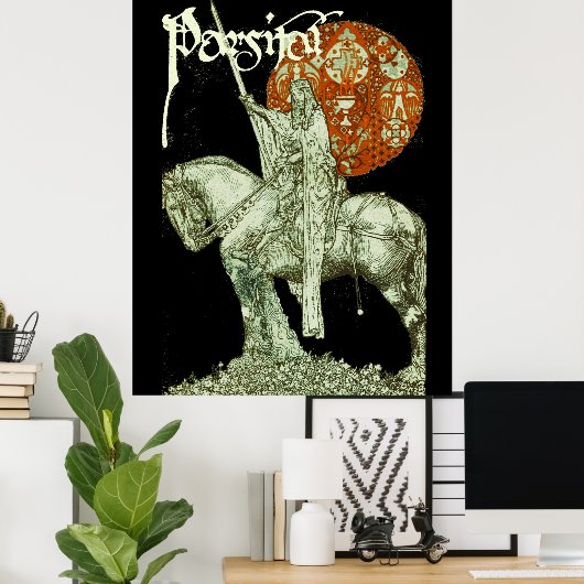 PARCIFAL AUF ANFRAGE VON HOLY GRAIL Schwarz-weiß R Poster (Heimbüro)