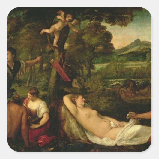 Pardo Venus oder Jupiter und Antiope Quadratischer Aufkleber (Vorderseite)