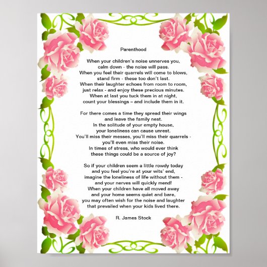 "Parenthood" Parental Guidance Poem Poster (Vorne)