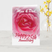 PARENTS - 25th Wedding Anniversary with Pink Rose Karte (Gelbe Blume)