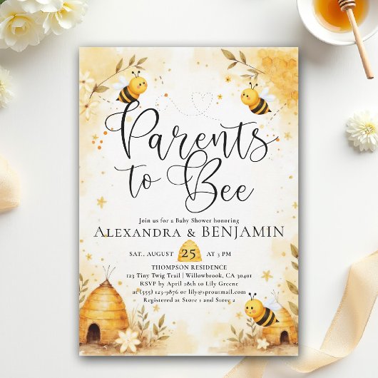Parents Bee Summer Honey Floral Coed Baby Shower Einladung