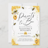Parents Bee Summer Watercolor Coed Baby Shower Einladung (Vorderseite)
