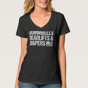 Parentzifferquote Gym American Flag Dumbells Deadl T-Shirt