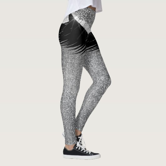 Parero Skirt Silver Glitzer Funkelnd Glam Schwarz Leggings (Rechts)
