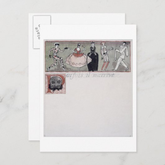 "Parfois il m'arrival" (Tinte und w/c auf Papier) Postkarte (Vorne/Hinten)