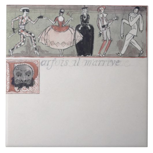 "Parfois IL m'arrive" (Tinte und w/c auf Papier) Fliese (Vorderseite)