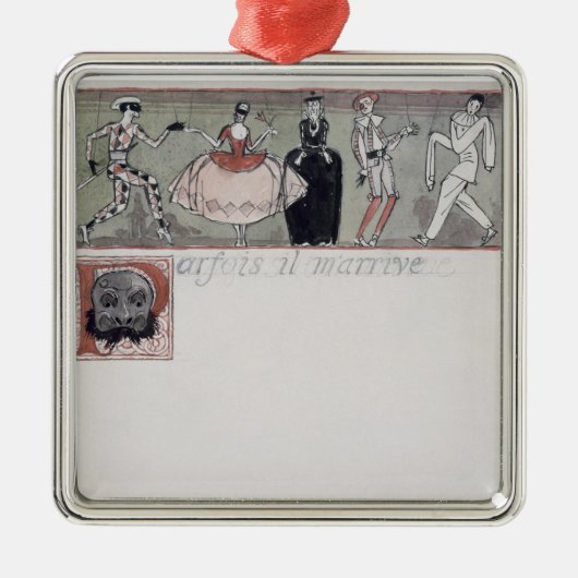 "Parfois IL m'arrive" (Tinte und w/c auf Papier) Silbernes Ornament (Vorne)