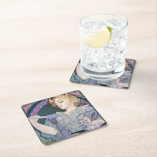 Parfüm, Alphonse Mucha Rechteckiger Pappuntersetzer (Vor Ort)