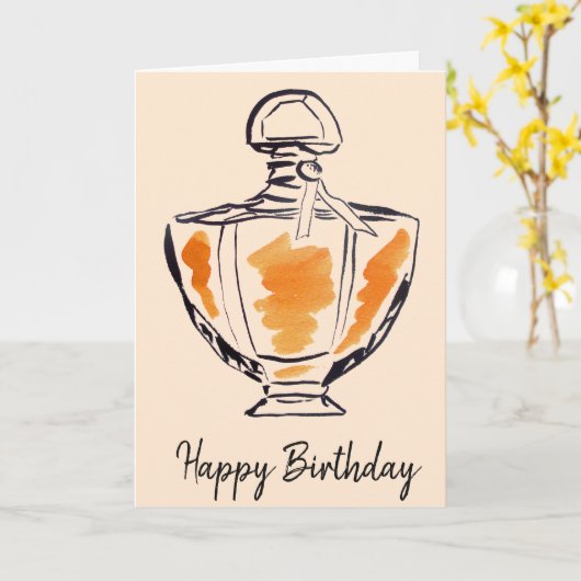 Parfüm Flasche Mode Aquarell Geburtstag Karte (Gelbe Blume)