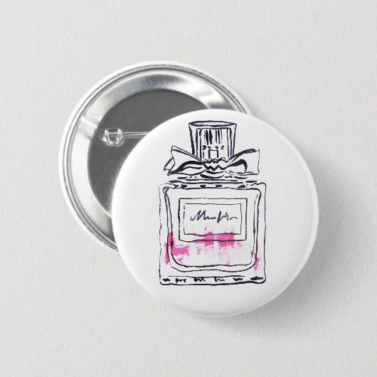 Parfüm Flasche Mode Aquarell Illustration Button (Vorne & Hinten)