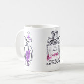 Parfüm Flasche Mode Aquarell Illustration Kaffeetasse (Vorderseite Links)