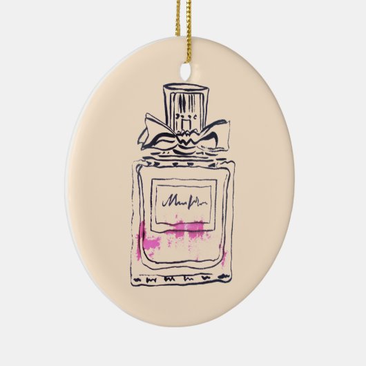 Parfüm Flasche Mode Aquarell Illustration Keramik Ornament (Rechts)