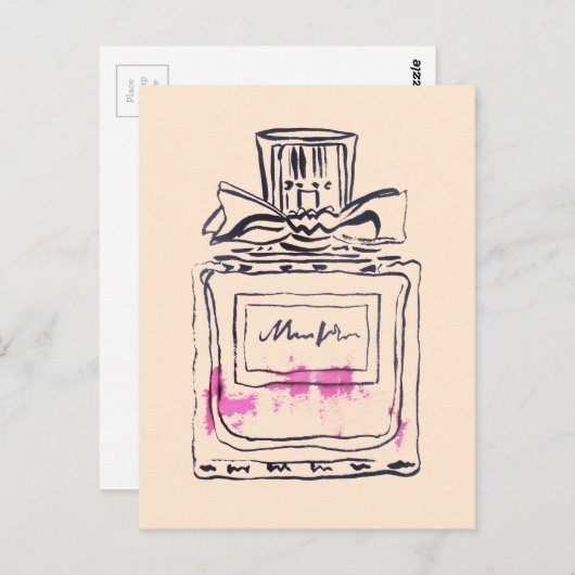 Parfüm Flasche Mode Aquarell Illustration Postkarte (Vorne/Hinten)