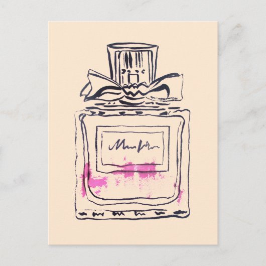 Parfüm Flasche Mode Aquarell Illustration Postkarte (Vorderseite)