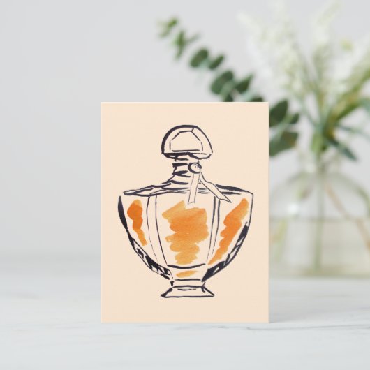 Parfüm Flasche Mode Aquarell Illustration Postkarte (Stehend Vorderseite)