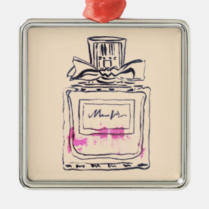 Parfüm Flasche Mode Aquarell Illustration Silbernes Ornament