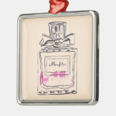 Parfüm Flasche Mode Aquarell Illustration Silbernes Ornament (Links)