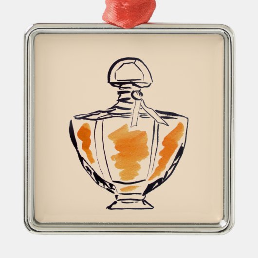 Parfüm Flasche Mode Aquarell Illustration Silbernes Ornament (Vorne)
