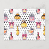 Parfum Flasche Muster Feiertagspostkarte (Vorderseite)