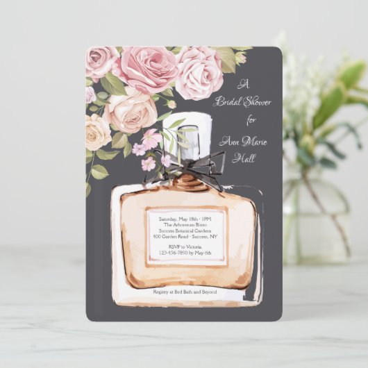 Parfüm-Flaschendusche Einladung (Stehend Vorderseite)