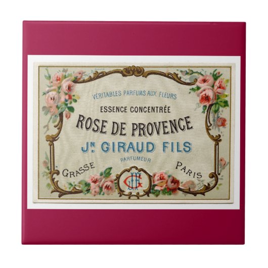Parfum-Label für französische Rose Fliese (Vorderseite)