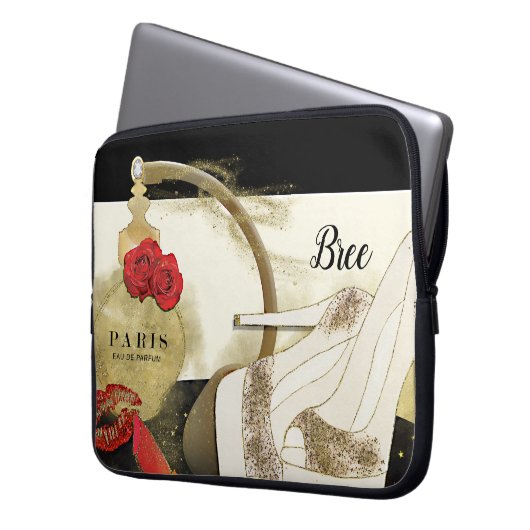 Parfum Parfum Parfüm Rose Heelse & Lipstick Laptopschutzhülle (Vorderseite Links)