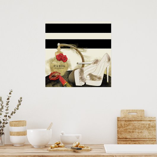 Parfum Parfum Parfüm Rose Heelse & Lipstick Poster (Küche)
