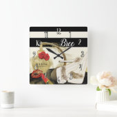 Parfum Parfum Parfüm Rose Heelse & Lipstick Quadratische Wanduhr (Zuhause)