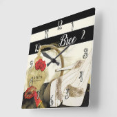 Parfum Parfum Parfüm Rose Heelse & Lipstick Quadratische Wanduhr (Winkel)