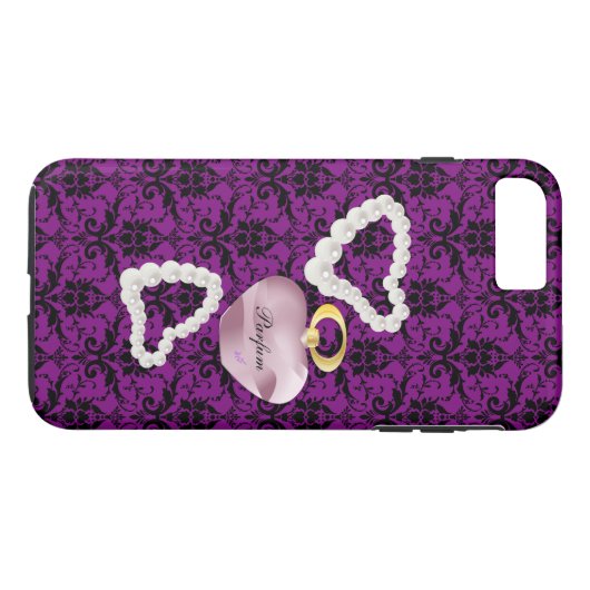 Parfum & Pearls Plum Damask iPhone7Plus Tough Case (Rückseite (Horizontal))