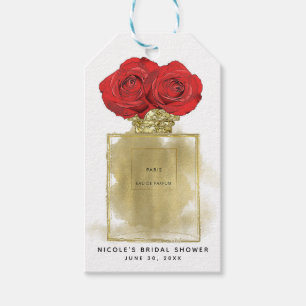 Parfümflakon Florale Mode rote Rosen goldener Glam Geschenkanhänger
