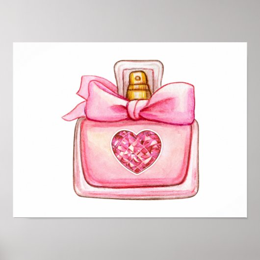 Parfümflasche in Rosa Farbe Poster (Vorne)