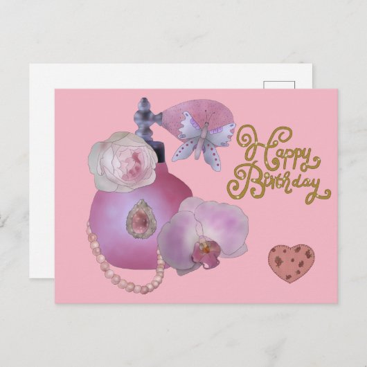 Parfümflasche Postkarte (Vorne/Hinten)