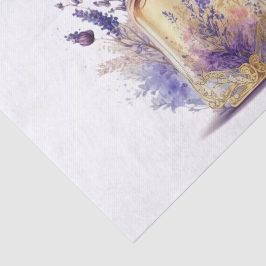 Parfümflasche und herrliches Lavendelspray Blume Seidenpapier (Ausschnitt)