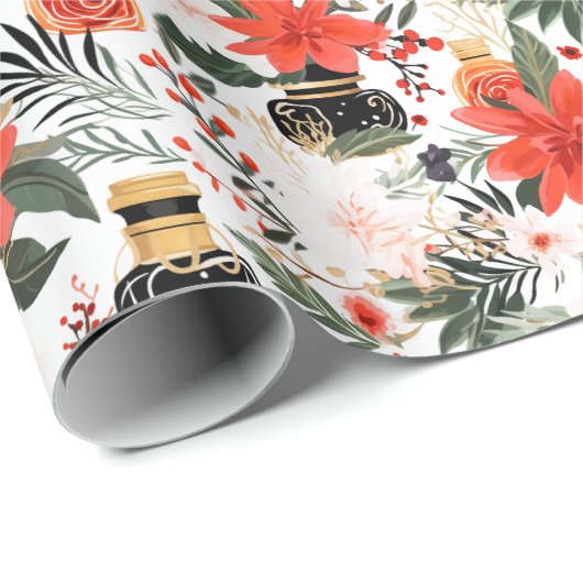 Parfümflaschen Chic Weihnachtsmuster Geschenkpapier (Rolleneckpunkt)