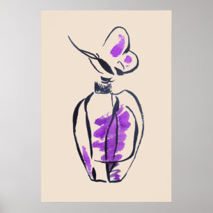 Parfümflaschen-Mode-Wasserfarbeillustration Poster
