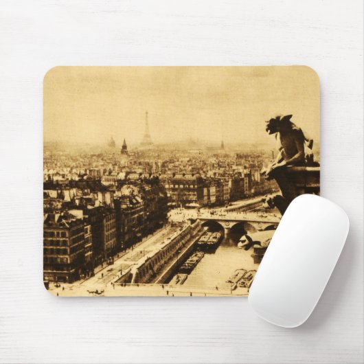 Pari Skyline mit Notre Dame-Wasserspeier Mousepad (Mit Mouse)