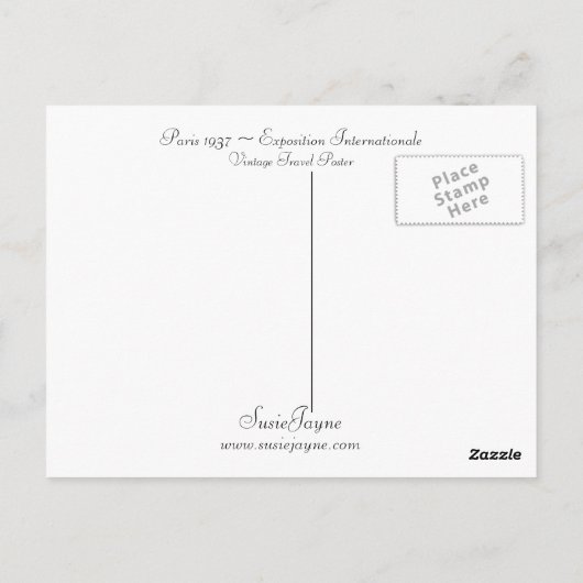 Paris 1937 ~ Exposition Internationale Postkarte (Rückseite)