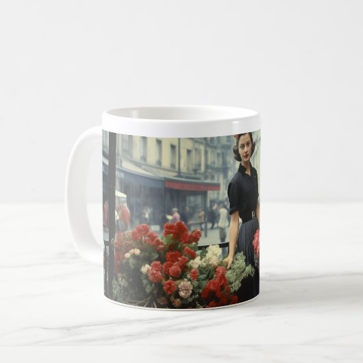 Paris 60er Blume Lady 4 Kaffeetasse (Vorderseite Links)