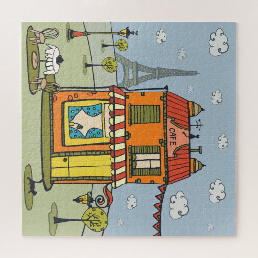 Paris a France Café Puzzle (Horizontal)