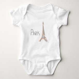 PARIS Abstrakt Gray Eiffel Tower Baby Strampler